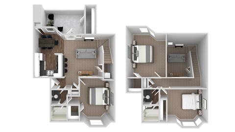 A floor plan of a two bedroom apartment.